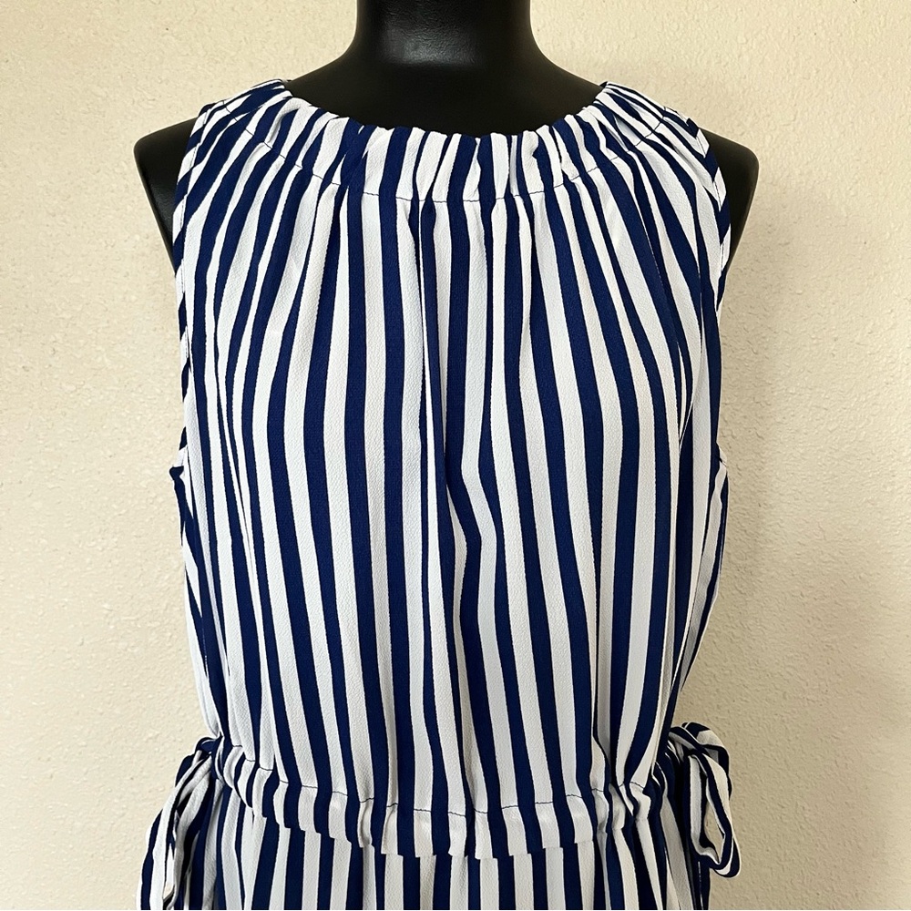 Juicy Couture Blue and White Striped Midi Dress